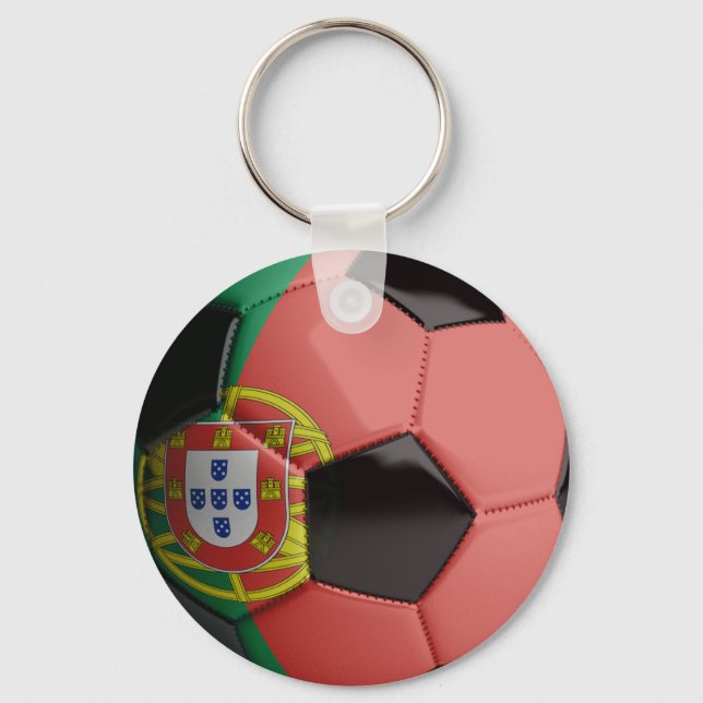 Portugal flag Soccer Ball Key Ring (Front)