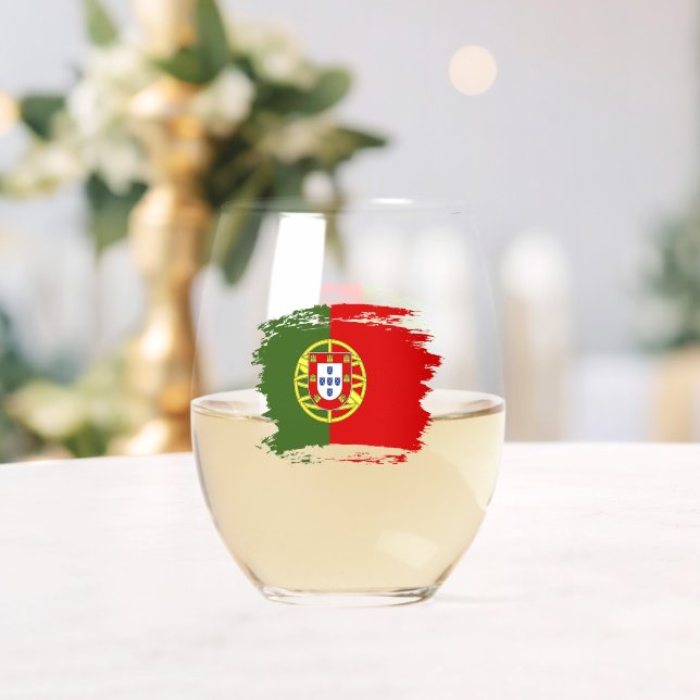 Portugal flag stemless wine glass (Insitu (Wedding))