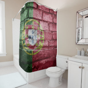 Portugal flag wall shower curtain