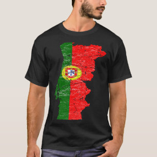 Portugal flag with Portuguese map distressed graph T-Shirt