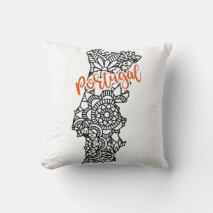 Portugal Floral Mandala Silhouette Cushion