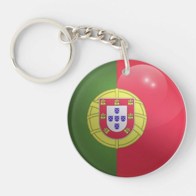 Portugal Glossy Circle Flag Key Ring (Front)