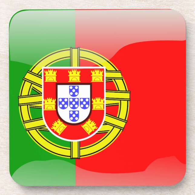 Portugal glossy flag coaster (Front)
