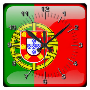 Portugal glossy flag square wall clock
