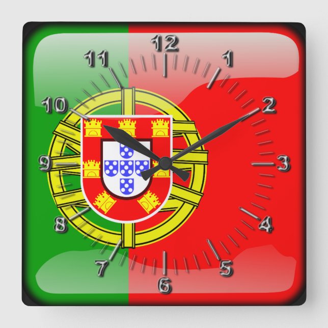 Portugal glossy flag square wall clock (Front)