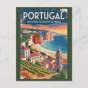 Portugal Iberia Skyline Illustration Travel Art Postcard