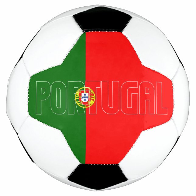 Portugal Inscription Flag Red Green Patriotic  Soccer Ball (Front)