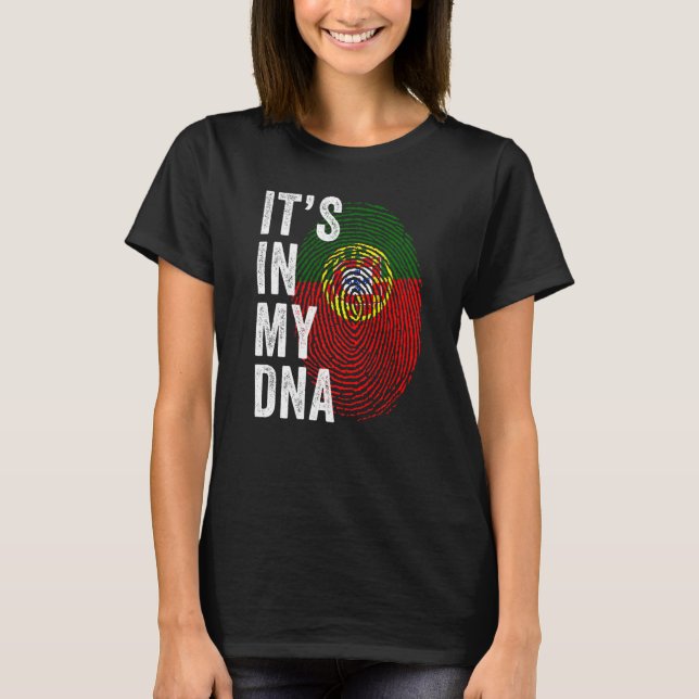 Portugal It's In My DNA Cute Portuguese Fingerprin T-Shirt (Front)