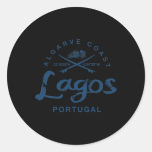 Portugal Lagos Surfing Vintage Classic Round Sticker