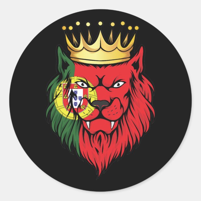 Portugal  Lion King Flag Classic Round Sticker (Front)