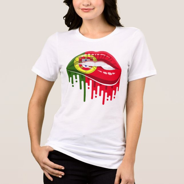 Portugal lips pride root flag Tri-Blend shirt (Front)