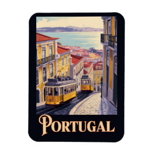 Portugal Lisbon Skyline Illustration Travel Art Magnet