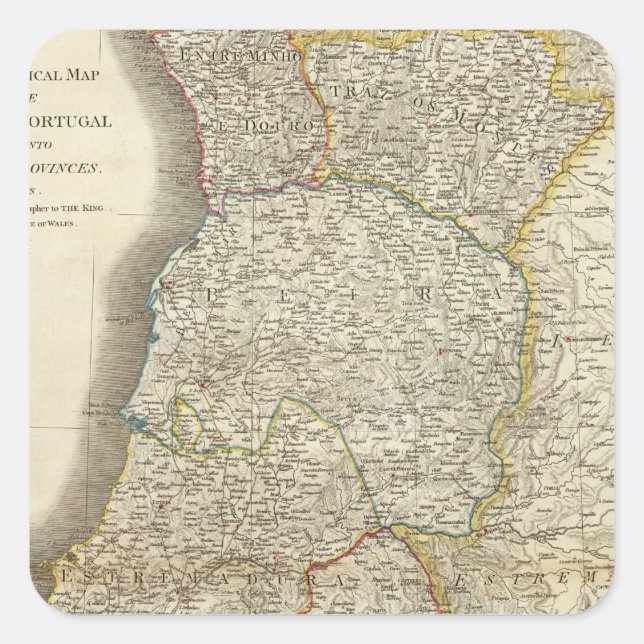 Portugal Map Square Sticker (Front)