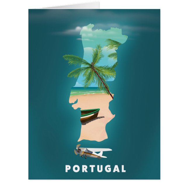 Portugal Map travel poster print. (Front)