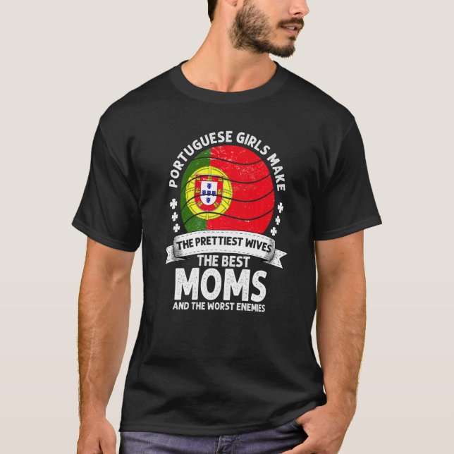 Portugal Mum Mothers Day Mama Portuguese American T-Shirt (Front)