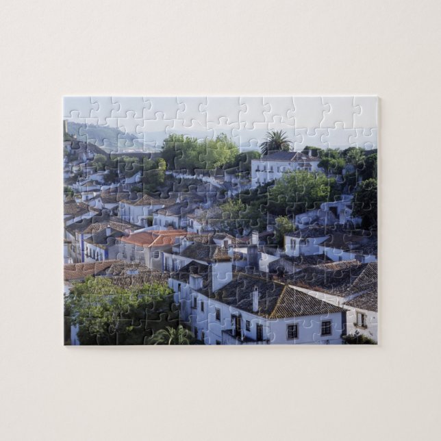 Portugal, Obidos. Elevated view of whitewashed Jigsaw Puzzle (Horizontal)