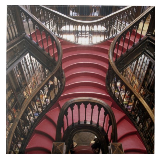 Portugal, Oporto (Porto). Stairs in historic Ceramic Tile (Front)