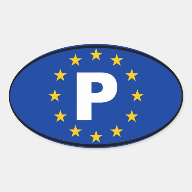 Portugal P European Union Oval Sticker (Front)