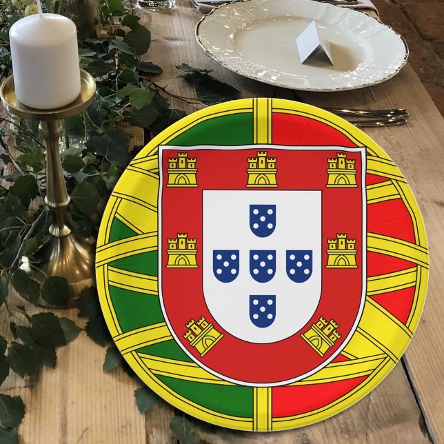 Portugal plate, Emblem, oversized, Portuguese flag Paper Plate (Creator Uploaded)