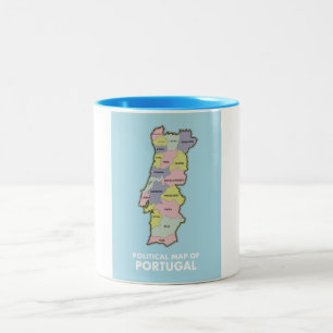 Portugal political map Two-Tone coffee mug