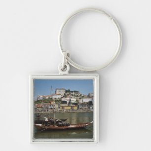 Portugal, Porto, Boat With Wine Barrels Key Ring