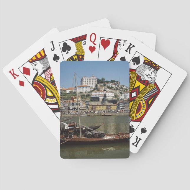 Portugal, Porto, Boat With Wine Barrels Playing Cards (Back)