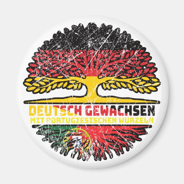 Portugal Portugiesisch Deutsch Deutschland Baum Magnet (Front)
