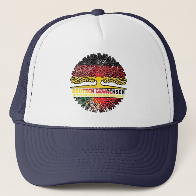 Portugal Portugiesisch Deutsch Deutschland Baum Trucker Hat (Front)