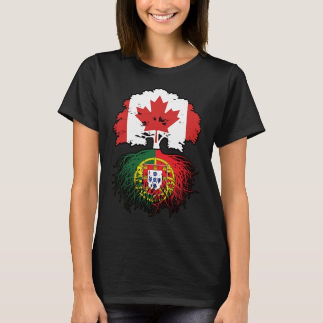 Portugal Portuguese Canadian Canada Tree Roots T-Shirt (Front)