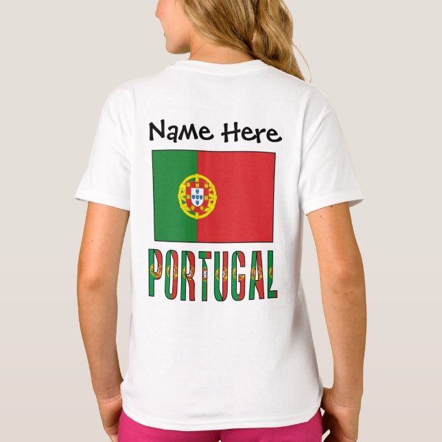 Portugal Portuguese Flag Personalised Name  T-Shirt (Back)