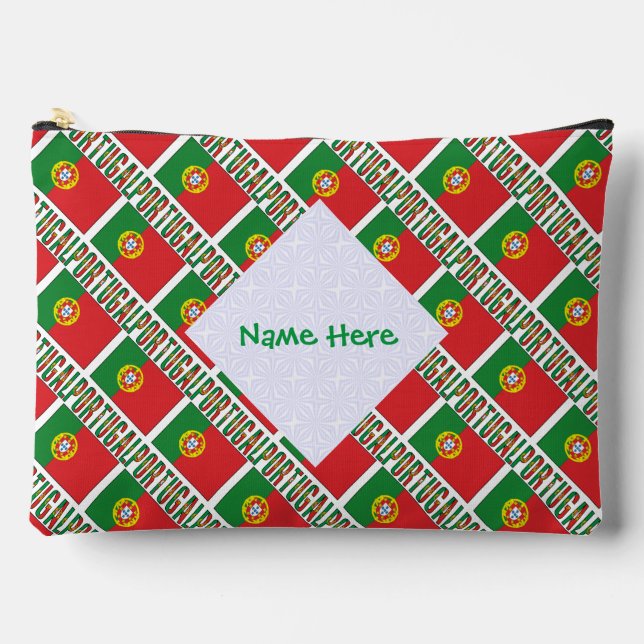 Portugal Portuguese Flag Tiled Personalised  Accessory Pouch (Front)