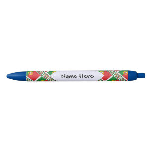 Portugal Portuguese Flag Tiled Personalised Black Ink Pen