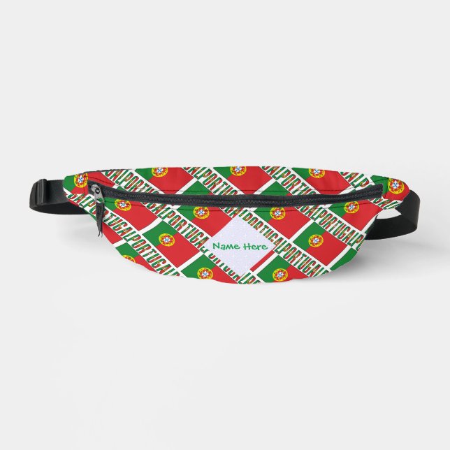 Portugal Portuguese Flag Tiled Personalised  Bum Bags (Front)