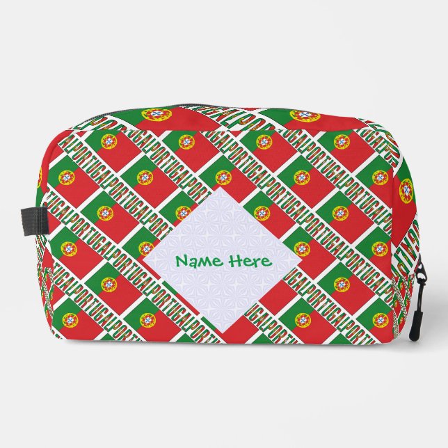 Portugal Portuguese Flag Tiled Personalised  Dopp Kit (Front)