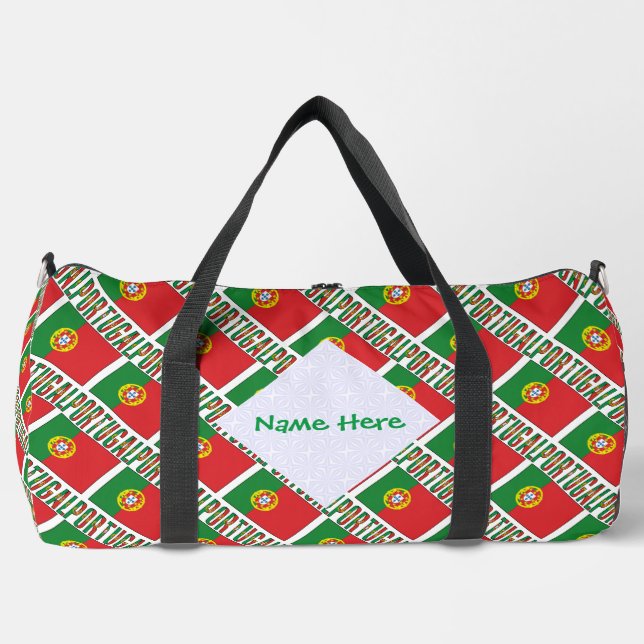 Portugal Portuguese Flag Tiled Personalised  Duffle Bag (Front)