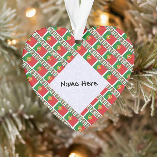 Portugal Portuguese Flag Tiled Personalised  Ornament (Tree)