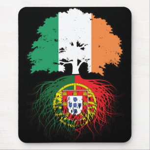 Portugal Portuguese Irish Ireland Tree Roots Flag Mouse Pad