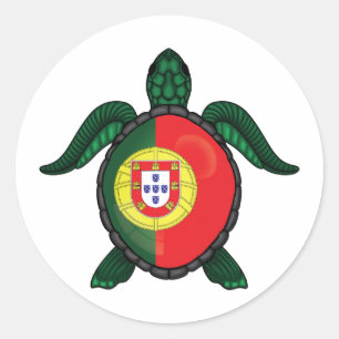 Portugal sea turtle flag classic round sticker