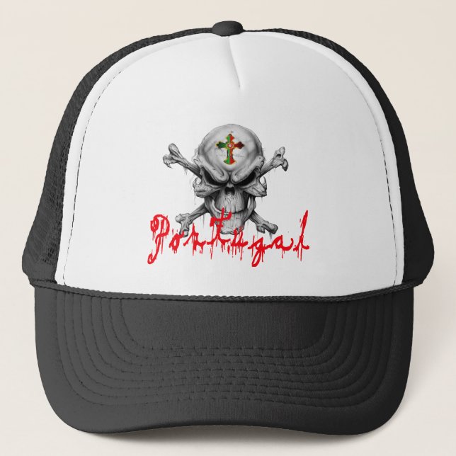 Portugal Skull Trucker Hat (Front)