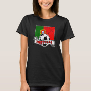 Portugal SOCCER BALL AND FLAG DISTRESSED T-Shirt
