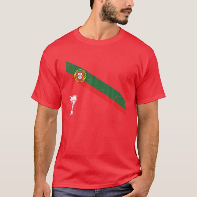 Portugal Soccer Number 7 Portugese Football Sports T-Shirt (Front)