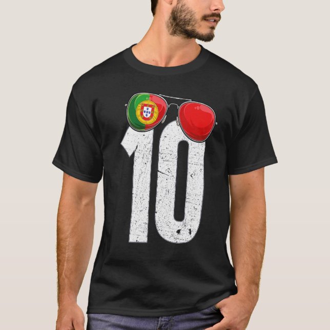 Portugal Soccer Player Number 10 Portuguese Flag T-Shirt (Front)