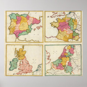 Portugal, Spain, Germany, England, Scottland Poster