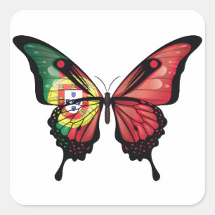 Portugal Swallowtail Butterfly Flag Square Sticker
