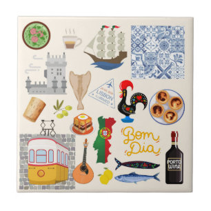 Portugal Symbols Travel Lovers Ceramic Tile