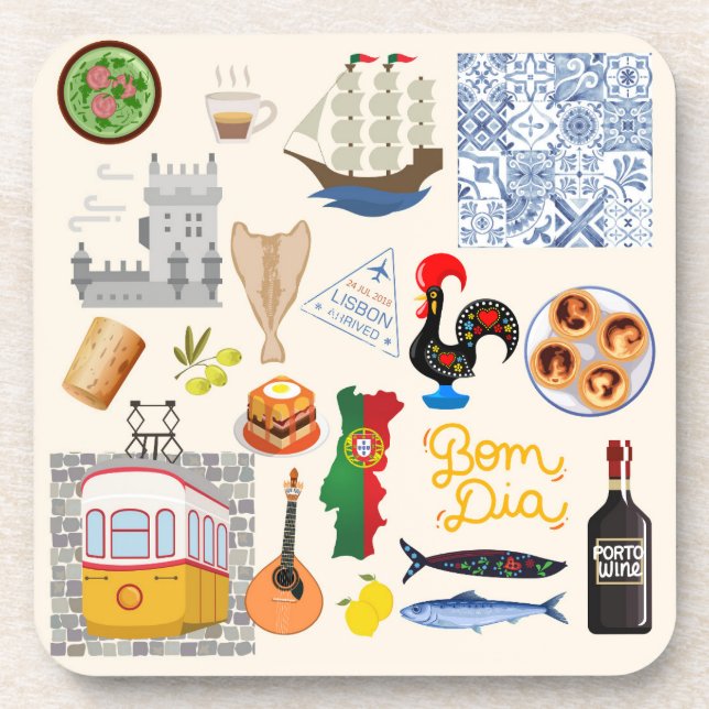 Portugal Symbols Travel Lovers Coaster (Front)