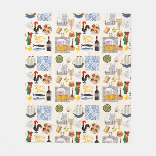 Portugal Symbols Travel Lovers Fleece Blanket