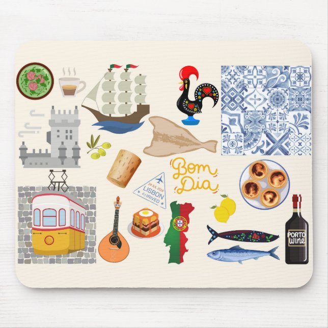  Portugal Symbols Travel Lovers Mouse Pad (Front)