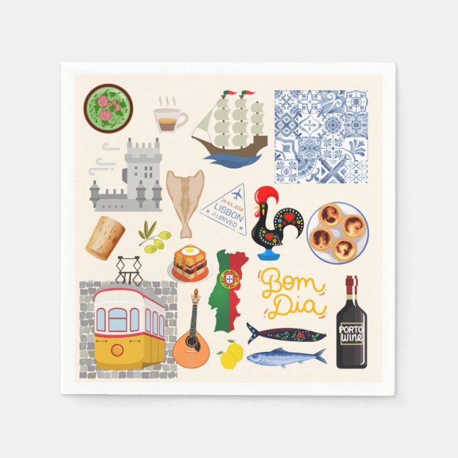 Portugal Symbols Travel Lovers Napkin (Front)