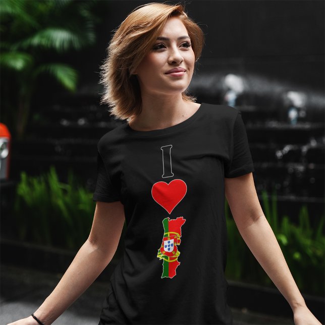 Portugal Vertical I Love Portuguese Flag Map Women T-Shirt (Creator Uploaded)